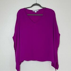 Diane Von Furstenberg Magenta V-Neck Blouse